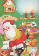 SANTA CLAUS ANIMALS CHRISTMAS Holidays Vintage Postcard CPSM #PAK680.GB - Santa Claus