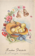 EASTER CHICKEN EGG Vintage Postcard CPA #PKE086.GB - Pâques