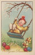 EASTER CHILDREN EGG Vintage Postcard CPA #PKE341.GB - Pâques