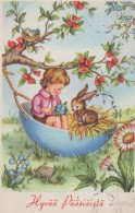 PÂQUES ENFANTS ŒUF Vintage Carte Postale CPA #PKE343.FR - Easter