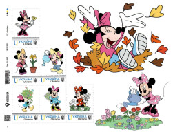 Ukraine 2024, Disney Cartoon Players, Flowers, Sheetlet Of 6v - Ukraine