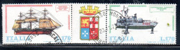 ITALIA REPUBBLICA ITALY 1977 COSTRUZIONI NAVALI ITALIANE NAVI SHIPS CARACCIOLO SPARVIERO BLOCCO DI 2 BLOCK USATO USED - Blocs-feuillets