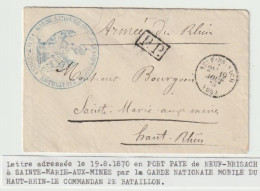 1342p - NEUF BRISACH Type16 Pour SAINTE MARIE AUX MINES - 15 Aout 1870 - En Port Payé - Garde Nationale Mobile Haut Rhin - Guerra De 1870