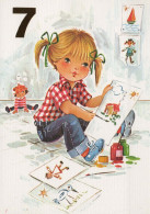 ALLES GUTE ZUM GEBURTSTAG 7 Jährige MÄDCHEN KINDER Vintage Postal CPSM #PBT776.DE - Compleanni