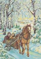 Neujahr Weihnachten PFERD Vintage Ansichtskarte Postkarte CPSM #PBM440.DE - Año Nuevo