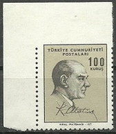 Turkey; 1966 Regular Stamp 100 K. ERROR "Imperf. Edge" - Nuevos