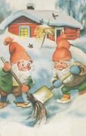 Buon Anno Natale GNOME Vintage Cartolina CPSMPF #PKD445.IT - Año Nuevo