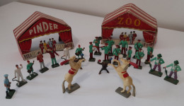 Lot De 23 Figurines 35mm Starlux Cirque Animaux Chapiteau Caisse Pinder Zoo Rare - Antikspielzeug