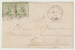 852p - NEU BREISACH Pour GUEBWILLER - 22 Juin 71 - Paire 5 Ctes ALSACE - NEUF BRISACH - - War 1870