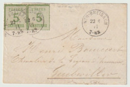 852p - NEU BREISACH Pour GUEBWILLER - 22 Juin 71 - Paire 5 Ctes ALSACE - NEUF BRISACH - - Guerra Del 1870