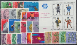 Schweiz, MiNr. 1017-1045, Jahrgang 1974, Postfrisch - Autres & Non Classés