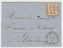 1072p - NEU BREISACH - 08 Septembre 1871 Pour STRASBOURG - 10 Ctes Alsace Lorraine - NEUF BRISACH - - Guerra Del 1870
