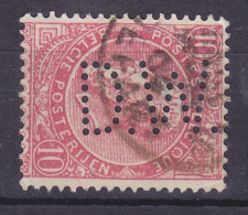 Belgium Perfin Perforé Lochung 'D.W.' 1893 Mi. 53, 10c. Leopold II. DEPART Cancel (2 Scans) - 1863-09