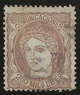 Espagne      .  Y&T   .   109       .   1870     .     O   .     Oblitéré - Usados