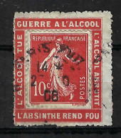 FRANCE Ca.1908: Le Y&T 138, TB Obl. "Paris" Sur Porte-timbre Publicitaire "Guerre A L'Alcool" - 1906-38 Semeuse Camée