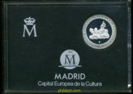 706 ESPAÑA 1992 200 Pesetas PLATA 1992. MADRID CAPITAL EUROPEA CULTURA - 10 Céntimos