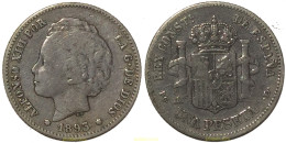 938 ESPAÑA 1893 1 Peseta Alfonso XIII 1893 18-93 PG L - Sammlungen