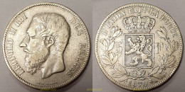 1105 BELGICA 1870 1870 BELGIUM 5 FRANCS - 5 FRANC SILVER - 1 Cent