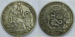 2185 PERU 1926 UN SOL 1926 PERU 1 SILVER PLATA - Pérou