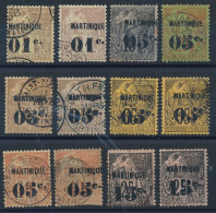 BM-115: MARTINIQUE:  N°7(2)-10-11-12(2)-13(2)-14(2)-17(2) - Used Stamps