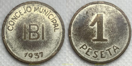 3228 ESPAÑA 1937 IBI CONSEJO 1 PESETA 1937 - Sonstige & Ohne Zuordnung