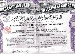 The ANGLO-EGYPTIAN LAND ALLOTMENT COMPANY; Founder's Share - Non Classificati