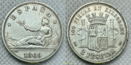3909 ESPAÑA 1869 2 Pesetas Gobierno Provisional 1869 18-69 SN M - Collections