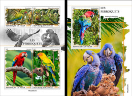 Niger 2023, Animals, Parrots, 4val In BF +BF - Papagayos