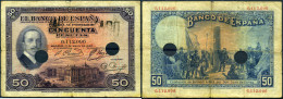 640 ESPAÑA 1927 50 PESETAS 1927 SELLO REPUBLICA - Otros & Sin Clasificación