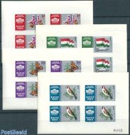 Hungary 1961 Stamp Exposition 4 M/s Imperforated, Mint NH, History - Nature - Flags - Animals (others & Mixed) - Birds.. - Nuevos
