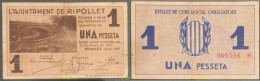 1122 ESPAÑA. Emisiones Locales Republicanas 1937 AJUNTAMENT DE RIPOLLET 1 PESETA 1937 - Autres & Non Classés