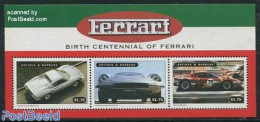 Antigua & Barbuda 1998 Enzo Ferrari 3v M/s, Mint NH, Transport - Automobiles - Ferrari - Autos