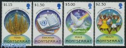 Montserrat 1995 50 Years UNO 4v, Mint NH, History - Nature - United Nations - Birds - Other & Unclassified