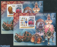 Burundi 2012 Rossica 2 S/s (blue In Borders), Mint NH, Transport - Coaches - Art - Art & Antique Objects - Diligenze