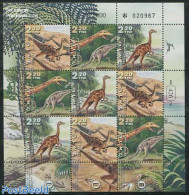 Israel 2000 Prehistoric Animals M/s, Mint NH, Nature - Prehistoric Animals - Unused Stamps (with Tabs)