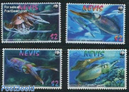 Nevis 2009 WWF, Squid 4v, Mint NH, Nature - Fish - World Wildlife Fund (WWF) - Poissons