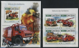 Guinea Bissau 2015 Fire Engines 2 S/s, Mint NH, Nature - Transport - Dogs - Automobiles - Fire Fighters & Prevention - Automobili