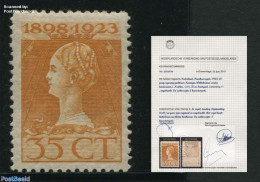 Netherlands 1923 Silver Jubilee 35c, Perf. 11. Very Rare Stamp With NVPH Certificate, Very Light Tiny Folding In Left,.. - Neufs