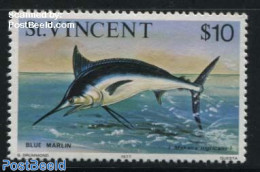 Saint Vincent 1977 $10, With Year 1977, Stamp Out Of Set, Mint NH, Nature - Fish - Poissons