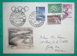 LETTER OLYMPIC GAMES JEUX OLYMPIQUES HELSINKI HELSINGFORS FINLAND FINLANDE 1952 COVER - Zomer 1952: Helsinki