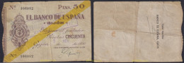 3883 ESPAÑA 1936 BANCO ESPAÑA GIJON 50 PESETAS 1936 - Autres & Non Classés