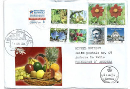 Fruits De Serbie, Lettre 2024, à Andorra (Principado) Avec Timbres à Date Illustré Arrivé - Serbien