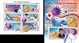 Guinea 2023, Medicine Nobel Prize, Red Cross, 6val In BF +BF - Premio Nobel