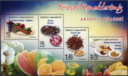 Turkey 2017. Gastronomy. Mediterranean Dishes (MNH OG) Souvenir Sheet - Nuovi