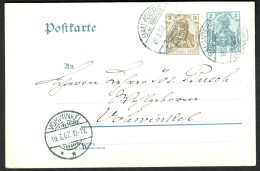 BAUMBERG Rhein B. Hitdorf Langenfeld 1907 A. GANZSACHE 3+2Pf-Germania + 2x Orts-o Heimatbeleg >Ak-o Vohwinkel =Wuppertal - Briefkaarten