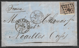 19A Sur Lettre Obli. LP 60 CàD Bruxelles Le 27 Février 1868 (Lot 439) - 1865-1866 Profil Gauche