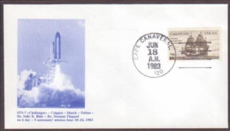 US Space Cover 1983. Challenger STS-7 Launch - United States