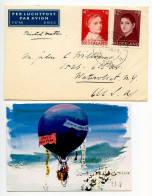 Netherlands 1958 Airmail Cover & Christmas / New Year Card; Rotterdam To Watervliet, New York; Scott B316 & B319 - Cartas & Documentos