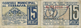 8131 ESPAÑA. Emisiones Locales Republicanas 1937 CONSELL MUNICIPAL DE TERRASSA 15 CENTIMOS 1937 - Sonstige & Ohne Zuordnung
