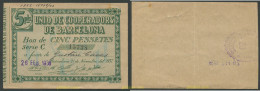 8246 ESPAÑA. Emisiones Locales Republicanas 1937 UNIO DE COOPERADORS DE BARCELONA 5 PESETAS - Autres & Non Classés